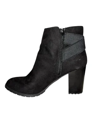 a new day Black Suede Ankle Booties with Block Heel thumbnail 5