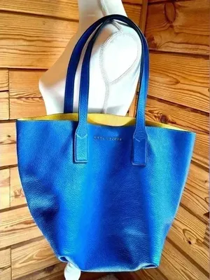 Marc Jacobs Wingman Tote Reversible Leather Tote in blue or yellow size XL thumbnail 1