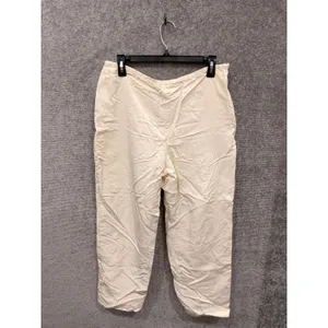 Armani Exchange Women Pants 34 Regular Ivory Linen Blend Cargo Straight Leg thumbnail 3