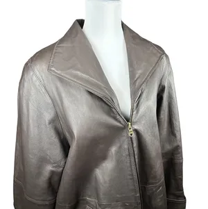 Vintage 80s NYDA Brown Leather Jacket Size XL thumbnail 3