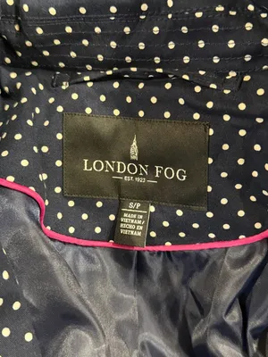 London Fog Navy and White Polka Dot Trench Coat thumbnail 4