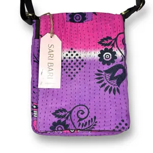 New Sari Bari Crossbody Satchel Bag | Vintage‎ Sari Purse | Handmade | India thumbnail 3