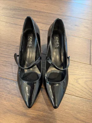 Jones New York Black Patent Mary Jane Pumps with Block Heel Size 8 - C36-074 thumbnail 2
