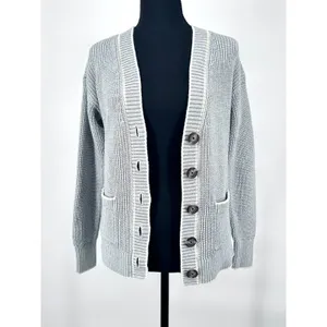 Coquette Chunky Knit‎ Cardigan Blue Gray 100% Cotton Soft Girl Coastal Prep XS thumbnail 10
