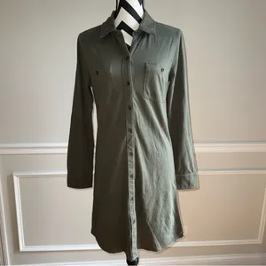 NWT FAHERTY Knit Seasons Dress Long‎ Sleeve Midi Olive Medium thumbnail 3