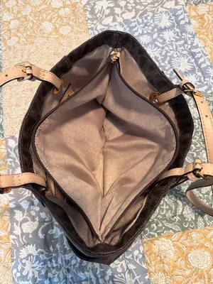 Michael Kors Jet Set Tote MK Logo Large Carryall Laptop Bag Brown Tan Gold thumbnail 12