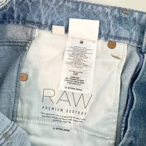 G Star Raw 3301 Jeans Size 28 Blue High Waist‎ Frayed Straight Crop Alternative thumbnail 6