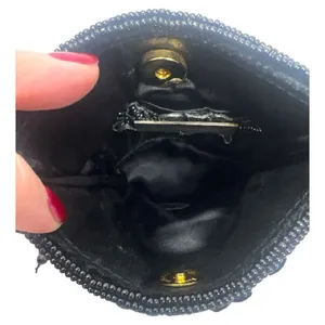 Todd Anthony Black Beaded Sequin Evening Bag‎ Vintage Flapper Purse thumbnail 7