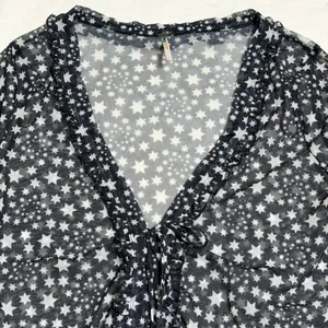 Free People Marne Star Sheer Mesh Top Women Small Black White Celestial Festival thumbnail 6