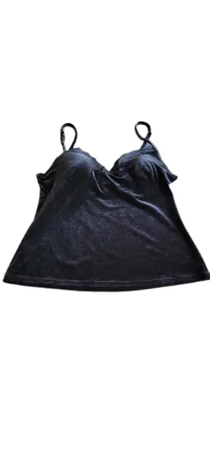 Gilligan O'Malley Womens Black Velvet Chemise and Matching Shorts Sleepwear Set thumbnail 2