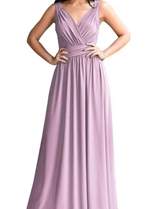 Long Sleeveless Flowy Bridesmaid Cocktail Evening Purple Size M thumbnail 6