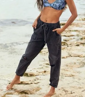 Aerie Acid Washed Joggers Distressed Charcoal w/ drawstring, Small NWOT (E9) thumbnail 1