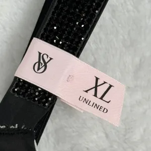 Victoria's Secret Dream Angels Unlined Bow Bra Crystal Straps White Black XL NWT thumbnail 2