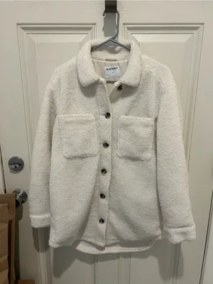Old Navy Cream Teddy Shacket with Front Pockets thumbnail 4