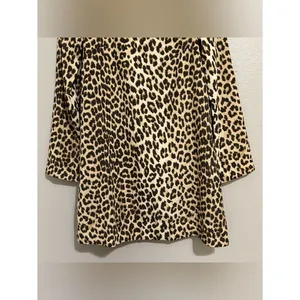 NEW H&M Tan Leopard Print Long Sleeve Shoulder Pad Mini Dress Women’s Size XS thumbnail 5