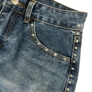 Cali 1850 Denim Mini Skirt with Studded Details thumbnail 3