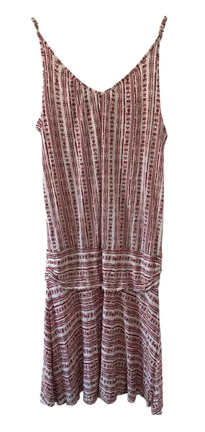 LASCANA NEW Red White Boho Print Convertible Midi Dress Size 16 resortwear thumbnail 1