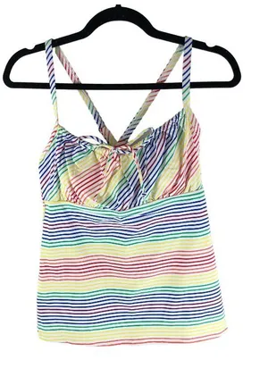 Lands End Chlorine Resist Tie Front Underwire Tankini Adjustable Rainbow 8 thumbnail 1