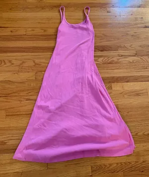 Old Navy Ribbed Cami Maxi Dress Size Large Pink Sleeveless A-Line Flare Summer thumbnail 1