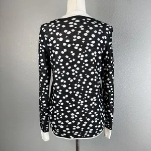 & Other Stories Crew Neck Black Cream Polka Dot Sweater Size S Cotton Modal Silk thumbnail 4