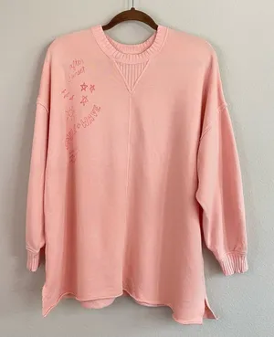 Aerie Oversized After Sunset Smile+Wave Crewneck Sweatshirt in Peach Size Small‎ thumbnail 1