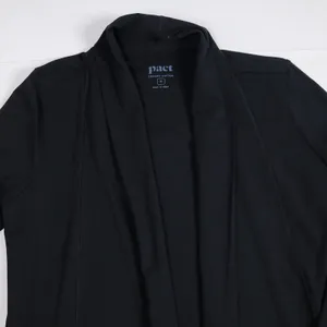 Pact Cardigan Women Medium Black Organic Cotton Shawl Collar Thumbhole Pockets thumbnail 5