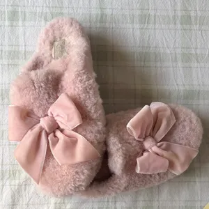 UGG Plush Addison Velvet Bow Women's Slippers in Light Pink thumbnail 7