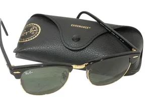 Ray Ban Unisex Clubmaster Classic Black‎ Gold Trim Sunglasses thumbnail 1