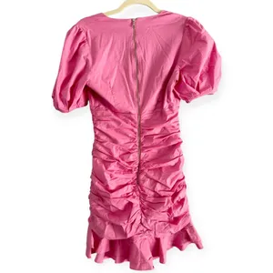 Bardot Pink Ruched Mini Dress Size 4 Bubble Retro Flirty Feminine thumbnail 2