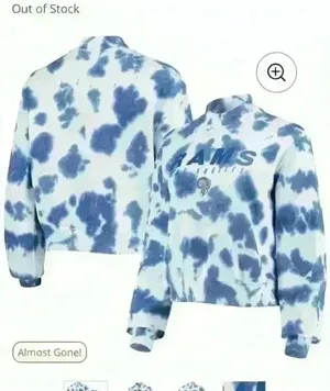 NWT Women's Los Angeles Rams Junk Food Royal Tie-Dye Cropped Pullover Sweatshirt thumbnail 1