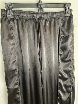 BB Dakota Black Satin Short-Sleeve Pajama Set with Drawstring Pants Size Small thumbnail 12