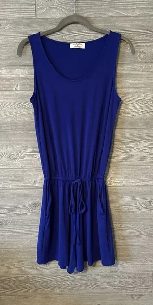 ZENANA Royal Blue Sleeveless Drawstring Waist Romper‎ Women's Size S thumbnail 1