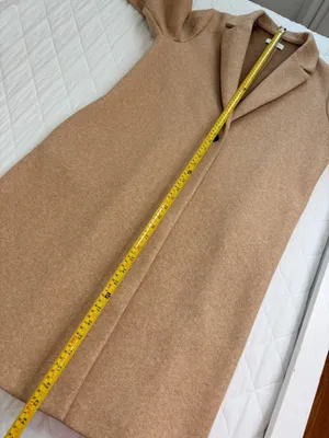 ZARA Women XL Camel Tan Long Coat Minimalist Quiet Luxury Single Button Overcoat thumbnail 6