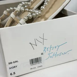 Betsey Johnson Size-6.5 Women Flat Sandals‎ Gal Pearl Strap White thumbnail 10