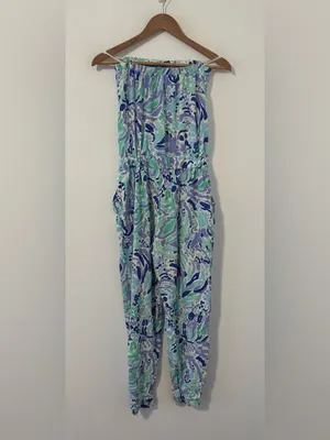 Lilly Pulitzer Emiko Strapless Jumpsuit Lillys Lilac Nice Ink Size Small *READ* thumbnail 2