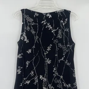 Vtg Y2 Eve Adams Midi Dress Sz M Holiday Gala Metallic Glitter Formal Floral thumbnail 3