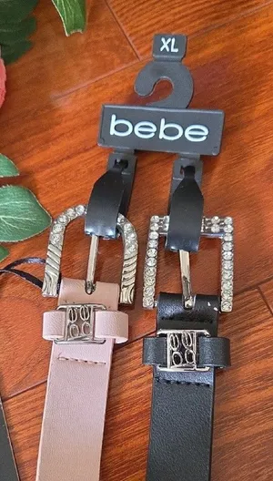 Bebe Double Pack Slim Belts in Black & Blush ** thumbnail 1