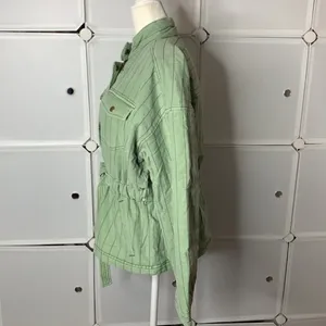 GAP Quilted Utility Belted Jacket In Green Dollar Size Medium thumbnail 7