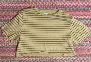 Old Navy BROWN STRIPE CROP TOP TEE SHIRT thumbnail 1