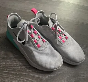 Nike women White Sneakers with Pink Accents and Teal Heel thumbnail 1