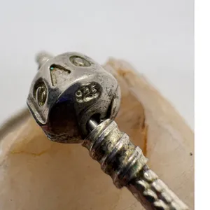 Vintage Sterling Silver 925 Snake Chain Charm Bracelet Love Barrel Clasp 7.75in thumbnail 6