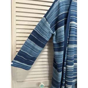 Lauren Ralph Lauren Open Cardigan Wide Sleeve Knit Size M Blue Fringe thumbnail 3