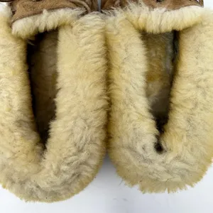 L.L. Bean Wicked Good Moccasin Slipper Brown Shearling Suede Women Size 7 thumbnail 5