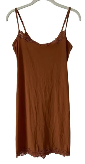 Skims Fits Everybody Lace Slip Dress Bronze Size XL Mini Stretch Celeb Style thumbnail 1