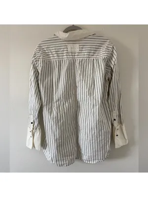 Free People We the Free After Hours Stripe Oversized 1/4 Button Down Top size xs thumbnail 13