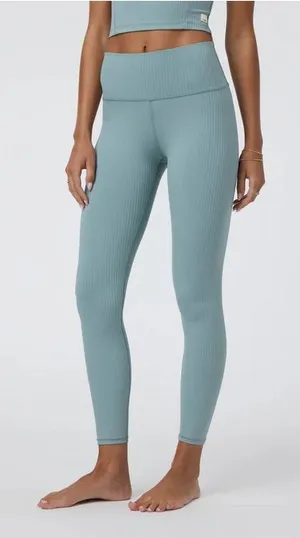 Vuori Inversion Rib Legging Mist Ribbed High Rise 7/8 Size M VW4134 thumbnail 1