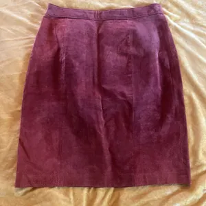 Hugo Buscati Collection Suede 100% Leather Rust Red Orange Skirt Sz 12 EUC thumbnail 2