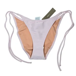 J. Crew Ribbed curved-waist cheeky string bikini bottom in‎ Pale Blossom S NWT thumbnail 5