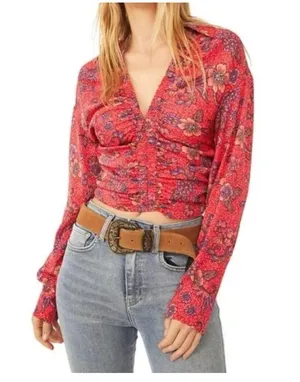 Free people got you cropped collared shirt thumbnail 3