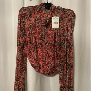 NWT. Free People Womens Top - All Dolled Up Floral Sheer Long Sleeve thumbnail 1